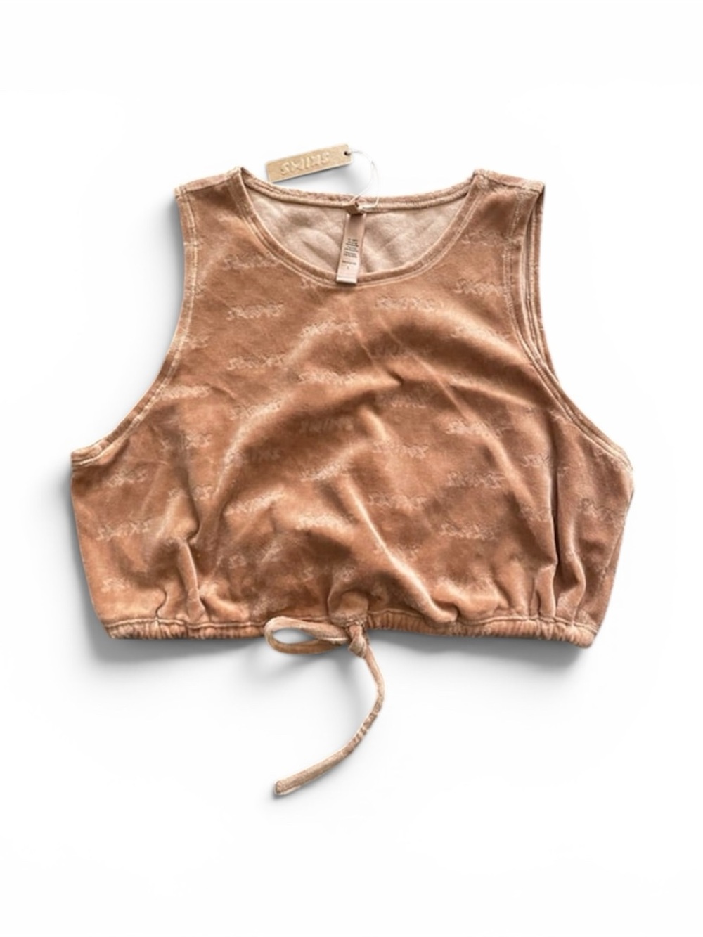 Skims Camel Velour Tank logo Crop top M